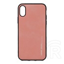 X-LEVEL Apple iPhone XS 5.8 szilikon telefonvédő (bőr hatású hátlap) rózsaszín