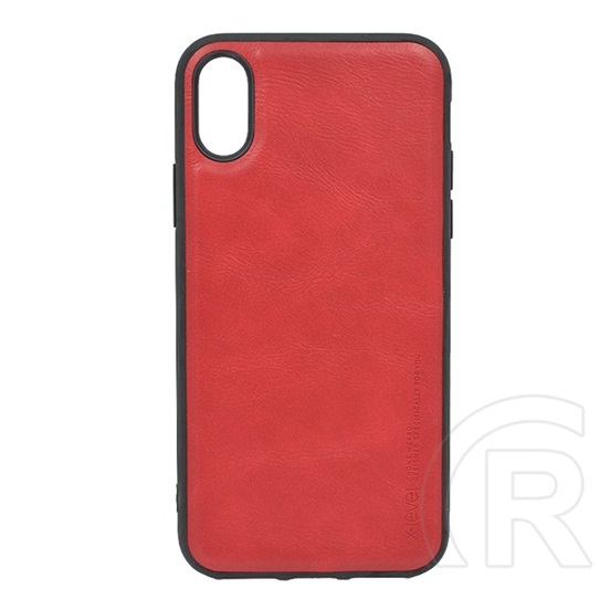 X-LEVEL VINTAGE Apple iPhone XS 5.8 szilikon telefonvédő (bőr hatású hátlap) piros