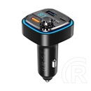 XO bcc08 bluetooth fm transmitter autós töltő 2 usb+type-c aljzat (v5.0, 15w, gyorstöltő, led kijelző) fekete