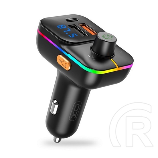 XO bcc09 bluetooth fm transmitter autós töltő 2 usb+type-c aljzat (v5.0, 25w, gyorstöltő, led kijelző) fekete