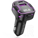 XO bcc17 bluetooth fm transmitter autós töltő usb+type-c aljzat (v5.3, 30w, gyorstöltő, led kijelző) fekete