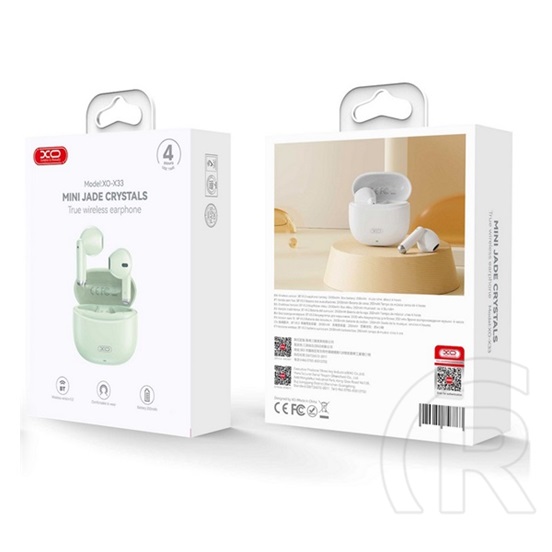 XO bluetooth fülhallgató sztereo (v5.3, tws, mikrofon + töltőtok) világoszöld