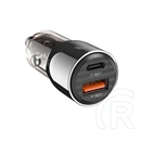 XO cc58 autós töltő usb+type-c aljzat (95w, pd gyorstöltő) fekete
