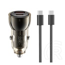 XO cc60 autós töltő usb+type-c aljzat (60w, pd gyorstöltő + type-c kábel) fekete