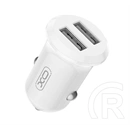 XO cc67 autós töltő 2 usb aljzat (12w, pd gyorstöltő) fehér