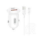 XO cc69 autós töltő usb+type-c aljzat (30w, pd gyorstöltő + type-c kábel) fehér