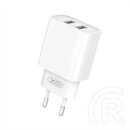 XO ce02c hálózati töltő 2 usb aljzat (10.5w, gyorstöltő + microusb kábel) fehér