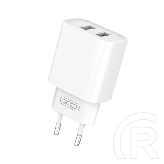 XO ce02c hálózati töltő 2 usb aljzat (10.5w, gyorstöltő + microusb kábel) fehér