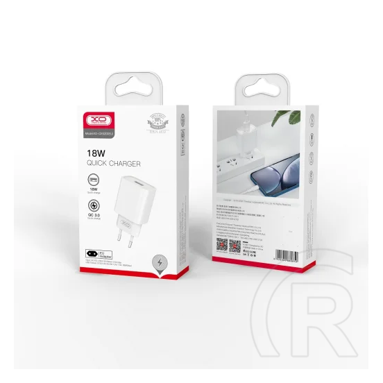 XO ce02d hálózati töltő type-c aljzat (18w, pd gyorstöltő) fehér