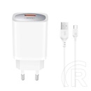XO ce19 hálózati töltő usb aljzat (18w, pd gyorstöltő + microusb kábel) fehér