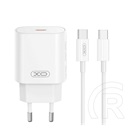 XO ce25 hálózati töltő type-c aljzat (25w, pd gyorstöltő + type-c kábel) fehér