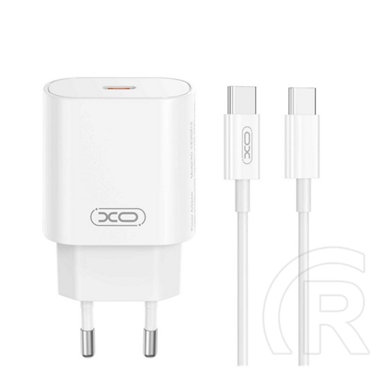 XO ce25 hálózati töltő type-c aljzat (25w, pd gyorstöltő + type-c kábel) fehér