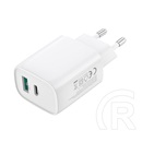 XO ce30 hálózati töltő usb+type-c aljzat (30w, pd gyorstöltő 3.0) fehér