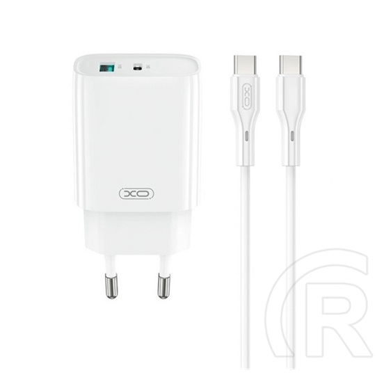 XO ce30 hálózati töltő usb+type-c aljzat (30w, pd gyorstöltő 3.0 + type-c kábel) fehér