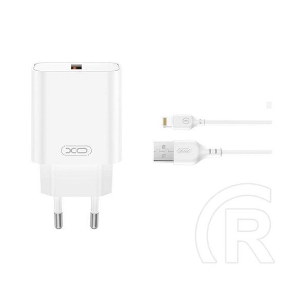 XO ce33 hálózati töltő usb aljzat (18w, gyorstöltő 3.0 + lightning kábel) fehér