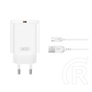 XO ce33 hálózati töltő usb aljzat (18w, gyorstöltő 3.0 + microusb kábel) fehér