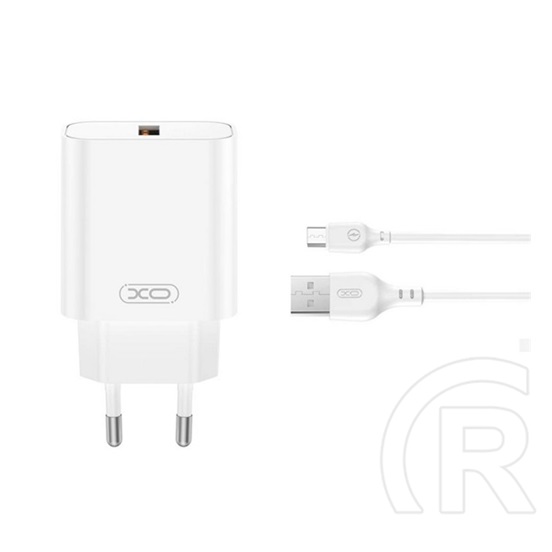 XO ce33 hálózati töltő usb aljzat (18w, gyorstöltő 3.0 + microusb kábel) fehér