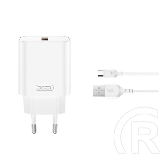 XO ce33 hálózati töltő usb aljzat (18w, gyorstöltő 3.0 + type-c kábel) fehér