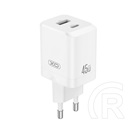 XO ce36 hálózati töltő usb+type-c aljzat (45w, pd gyorstöltő 3.0) fehér