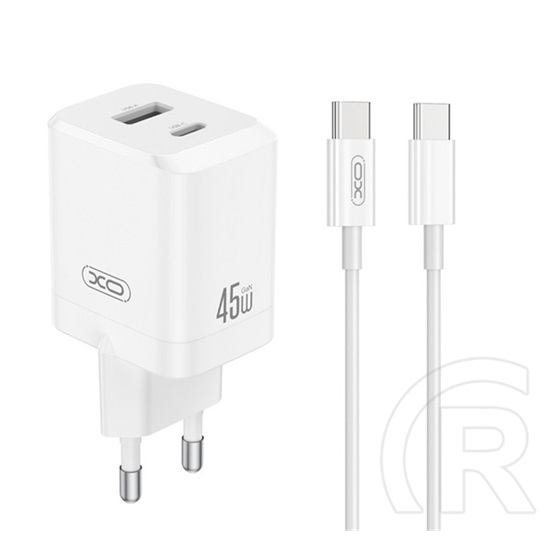 XO ce36 hálózati töltő usb+type-c aljzat (45w, pd gyorstöltő 3.0 + type-c kábel) fehér