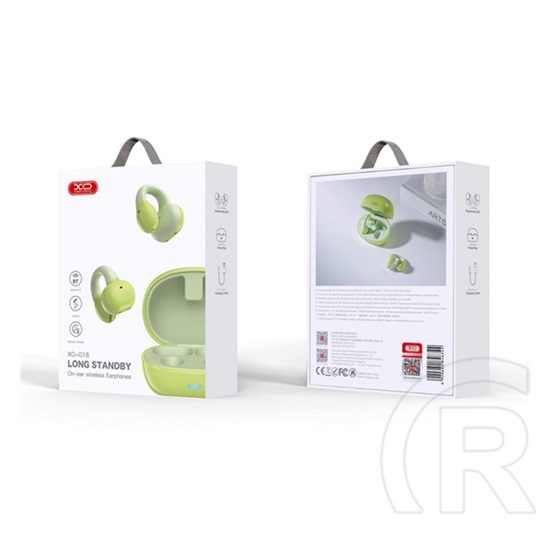 XO g18 bluetooth fülhallgató sztereo (v5.2, tws, mikrofon, fülre akasztható + töltőtok) világoszöld
