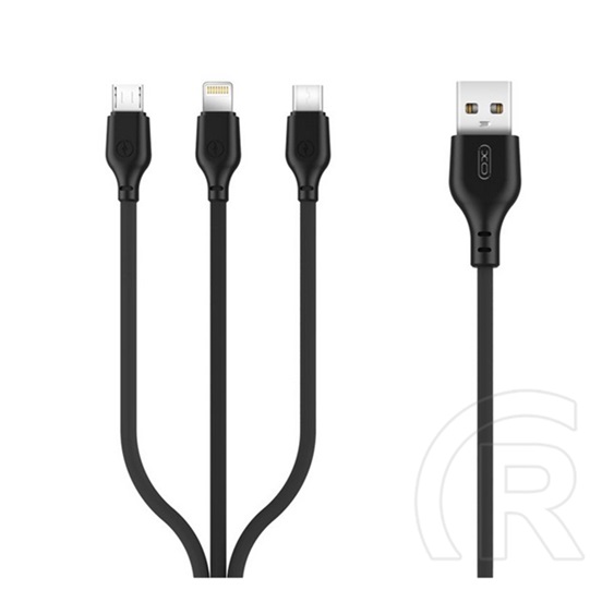 XO nb103 adatkábel 3in1 (usb - type-c/lightning/microusb, 2.1a, 10w, gyorstöltő, 100cm) fekete