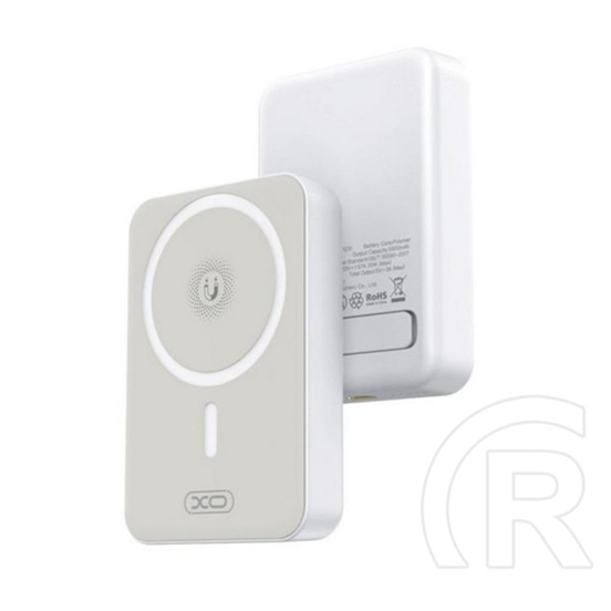 XO pr231 vésztöltő type-c aljzat (10000mah, 20w, gyorstöltő, wireless, magsafe, kitámasztó, led jelzés) fehér