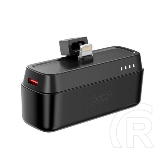 XO pr244 vésztöltő lightning aljzat (5000mah, 20w, gyorstöltő, kitámasztó, led jelzés) fekete