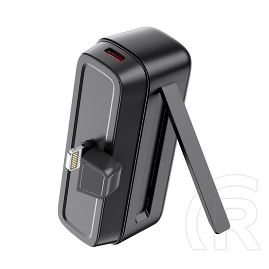 XO pr244 vésztöltő lightning aljzat (5000mah, 20w, gyorstöltő, kitámasztó, led jelzés) fekete