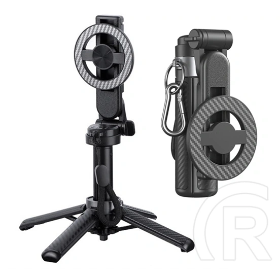 XO ss25 pro szelfibot (univerzális, 360°, tripod állvány, állítható, bluetooth távkioldó, 64cm, mágneses) fekete