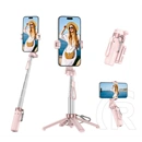XO ss29 szelfibot (univerzális, 360°, tripod állvány, állítható, bluetooth távkioldó, 64cm, 4.7-6.9" méret) rózsaszín