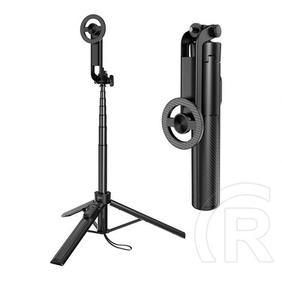 XO ss30 szelfibot (univerzális, 360°, tripod állvány, állítható, bluetooth távkioldó, 123cm, mágneses) fekete