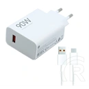 Xiaomi HyperCharge Combo hálózati töltő USB aljzat (90w, gyorstöltő, Type-C kábel, fehér)