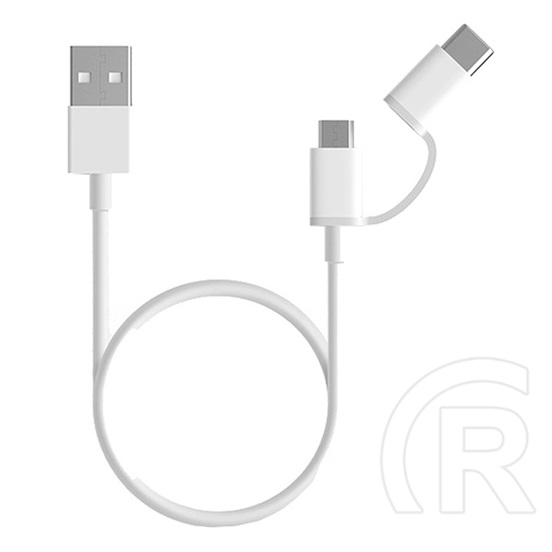Xiaomi Mi 2in1 adatkábel (USB - microUSB/Type-C, 0,3m, fehér)
