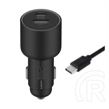 Xiaomi Mi autós töltő USB+type-c aljzat (67w, gyorstöltő, type-c kábel, fekete)