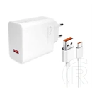 Xiaomi hálózati töltő USB aljzat (67W, QC gyorstöltés, Type-C kábel, fehér)