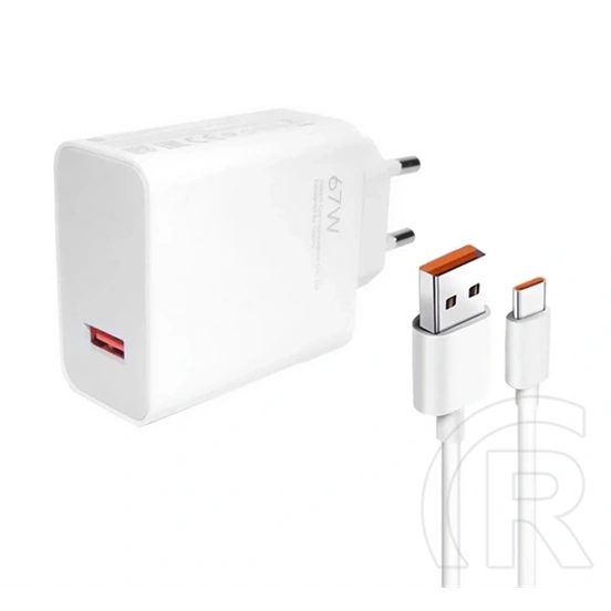Xiaomi hálózati töltő USB aljzat (67W, QC gyorstöltés, Type-C kábel, fehér)