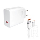 Xiaomi hálózati töltő usb aljzat (67w, gyorstöltő + type-c kábel) fehér