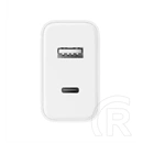 Xiaomi hálózati töltő usb aljzat / type-c aljzat (5v / 3000ma, 33w, pd gyorstöltés támogatás) fehér