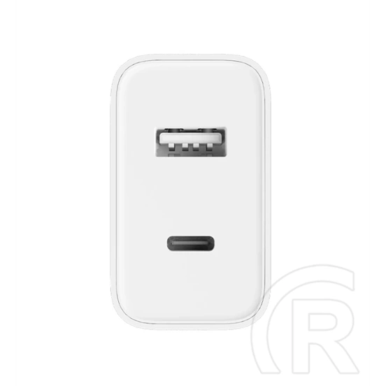 Xiaomi hálózati töltő usb aljzat / type-c aljzat (5v / 3000ma, 33w, pd gyorstöltés támogatás) fehér