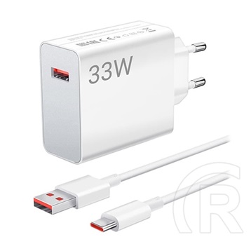 Xiaomi mdy-12-ea hálózati töltő usb aljzat (33w, pd gyorstöltő + type-c kábel) fehér