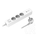 Xiaomi power strip hálózati elosztó 3 ac+usb+2 type-c aljzat (20w, gan, pd gyorstöltő + 150cm tápkábel) fehér