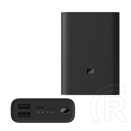 Xiaomi powerbank 3 vésztöltő microusb / type-c aljzat (10000 mah, 37w, 3.7v, gyorstöltés támogatás) fekete