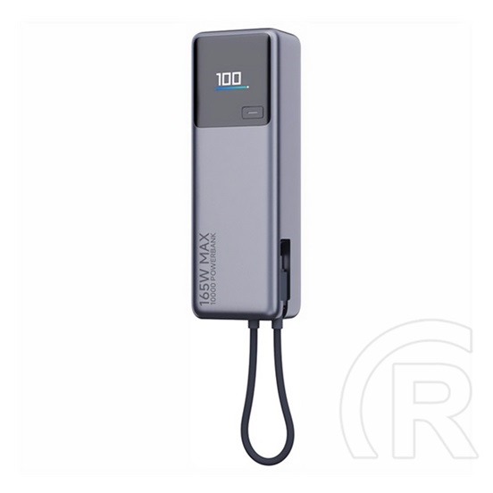 Xiaomi vésztöltő type-c aljzat (10000mah, 165w, gyorstöltő + fix type-c kábel) sötétszürke