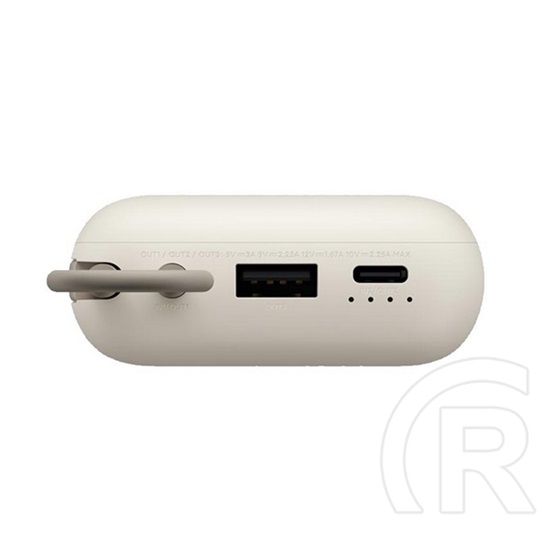 Xiaomi vésztöltő usb+type-c aljzat (10000mah, 22.5w, gyorstöltő + fix type-c kábel) bézs