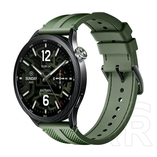 Xiaomi watch s5 okosóra (szilikon szíj, aktivitásmérő, pulzusmérő, telefonhívás, gps, nfc, 5atm, ip68 vízálló) sötétzöld