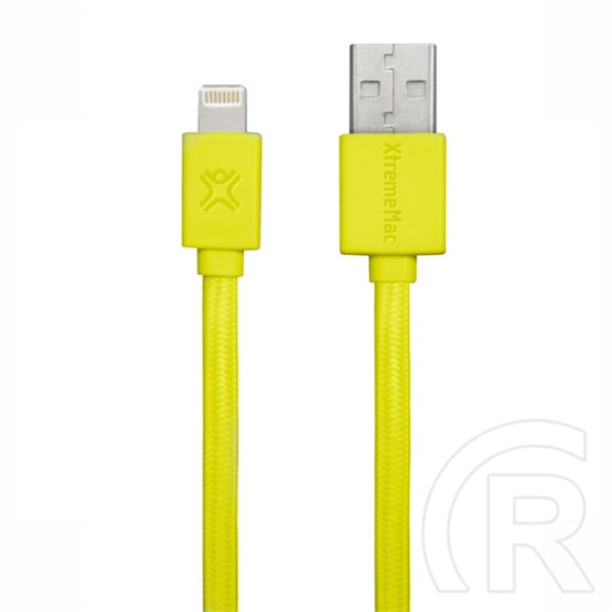 XtremeMac adat- és töltőkábel (USB-A / Lightning, 1 m, lapos, sárga)