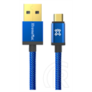 XtremeMac Reversible Ballistic USB-A - USB-C szövet borítású kábel (15 cm, kék)