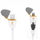 XtremeMac Universal Flat Lightning USB + mikro USB kábel (1,1 m, fehér)