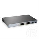 ZYXEL GS1350-26HP 24-port Gigabit rack switch (menedzselhető, 24x PoE, 2x Gigabit kombó SFP, 375W PoE)